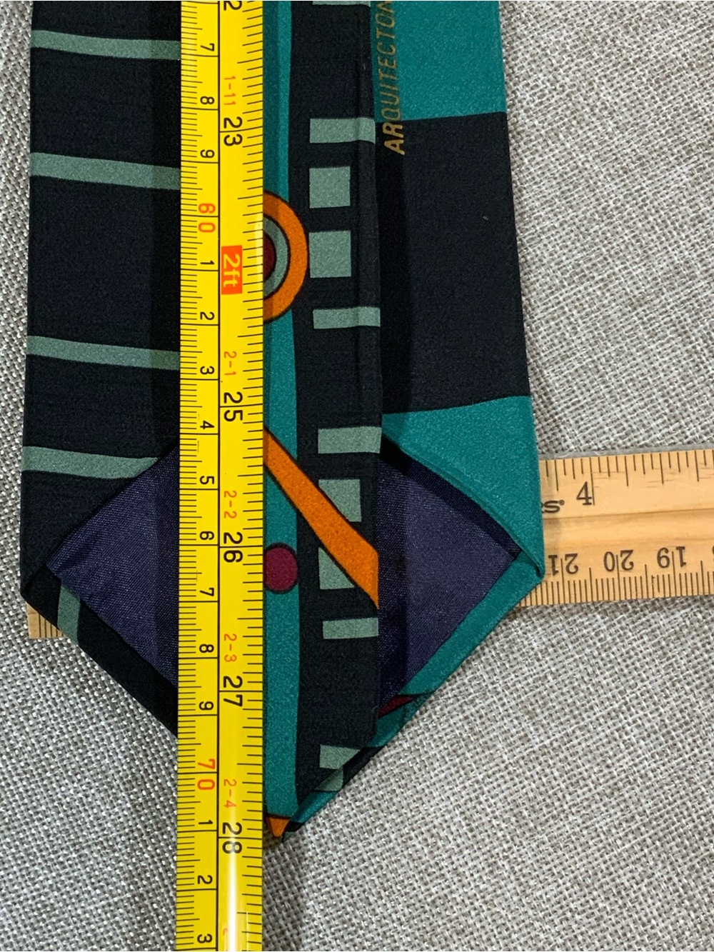 Arquitectonica Teal Geometric Silk Necktie Architect Design Wide Tie - Picture 7 of 8